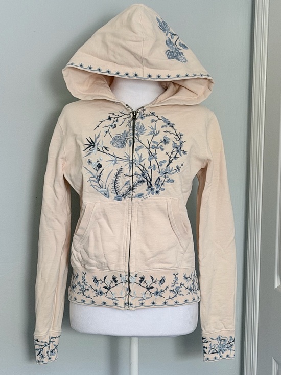Lucky Brand Tops - Lucky Brand vintage Y2K-era full-zip 3D embroidered hoodie boho fairycore floral